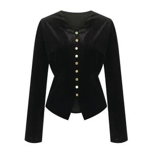 [롯데백화점]티뷰 골드 셔링 벨벳 블라우스_V5D-CBL002