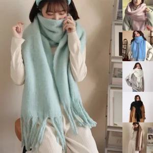 라떼 롱 머플러 긴목도리 무지 털 여성목도리 넥워머 니트 겨울 목도리 털 체크 머플러 여성 넥워머 겨울