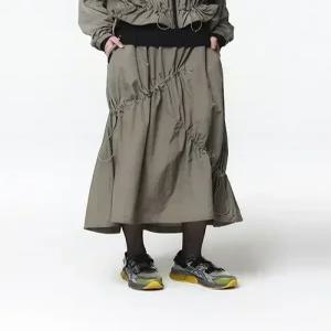 여성 후디 점퍼 셋업 스커트 (화이트 그레이)_5LB1811