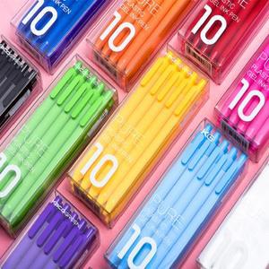 카와이 카코 젤 펜, 블랙 컬러 잉크, 카네타 개폐식 문구, 저널용 부드러운 쓰기, 10 가지 색상, 0.5mm