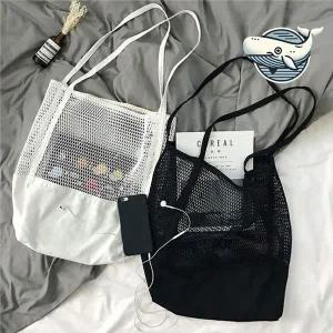 [콩심팥심]내츄럴 비치 숄더백 그물 토트백 여름용 수납백 퀼팅체인백
