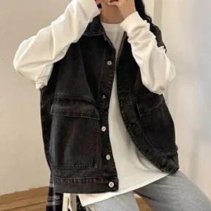 [오노마] ONM 시크한 블랙 레이어드 탄탄한 데님 아우터