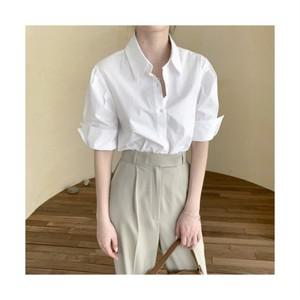 [레티고] 퍼프 소매 롤업 포인트 반팔 셔츠