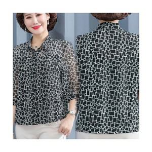 Asure 중년 여성 옷 블라우스 엄마 반팔 셔츠