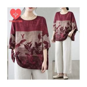 [영스토어 정품] 찰랑찰랑 인견 반팔 7부 엄마옷 빅사이즈 여성 레드 블라우스