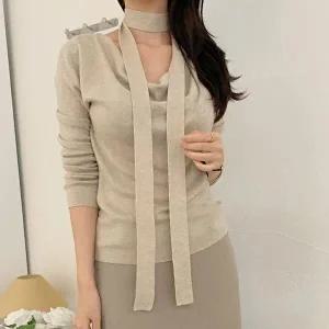 [신상오픈런]|CST9AA0|여성 가을 하객 드레스 롱타입 드레이프 슬림 니트