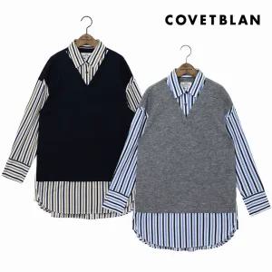 [COVETBLAN] 여성 배색 베스트 셔츠(V198MSH202W)
