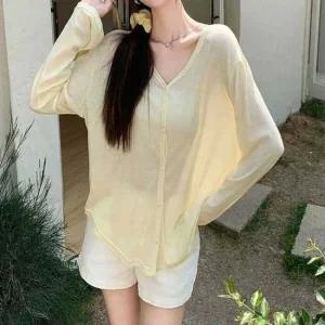 여성 4컬러 은은한 시스루 봄 여름 브이넥 얇은가디건