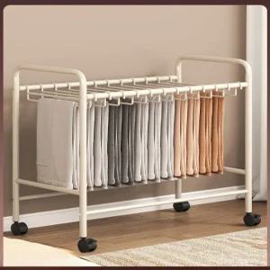 이동식 수납 미니 2단 멀티 행거 400 바지걸이 바퀴달린 진열대 화이트 미니선반 카트