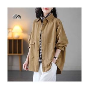 POMTOR 여성 봄 가을 루즈핏 남방 긴팔 셔츠 자켓