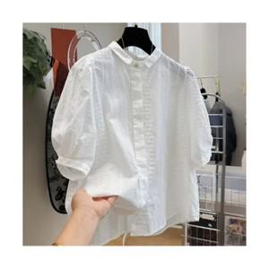 꽃자수 포인트 반팔 블라우스