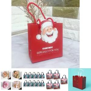 ABM 산타얼굴 쇼핑백 소 10개입(14x7x15cm)/선물/포장용/손잡이/종이/가방/매장/상점용/다회용/크리스마스