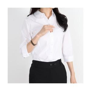 드뷰 여성 기본 셔츠 슬림 7부 남방 스판 면접 유니폼
