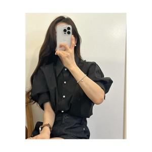 더블공주 여성 퍼프소매 시스루 반팔 셔츠 블라우스