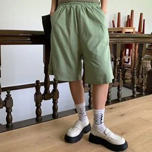 [신상오픈런]|KMP908C|여성용 면100 무지색 포켓 5부 밴딩 바지