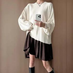 KSO581C여성 투톤 골지 퍼프 프릴 미니 원피스 가을용