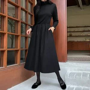 [핑크시슬리] 릭크 스판 폴라 코듀로이 플레어 맥시 원피스