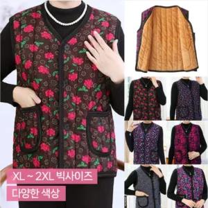 조끼 인조무스탕 꽃무늬 보온 기모 베스트 엄마선물