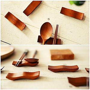 과일나무 천연옻칠 물결무늬 수저 받침 4P 세트 젓가락 우드