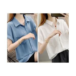 레노이 1+1 여름 심플 스타일 여성 반팔 루즈핏 빅사이즈 슬림 셔츠 블라우스