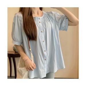 루나모드 데일리 퍼프반팔 단추 블라우스 K0239