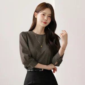 [시크라인] (~XL까지) 아티올즈 하운드투스 스판 블라우스 가을 7부 하객룩 오피스룩 모임룩 격식룩 빅사이즈