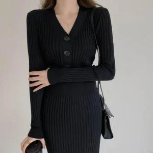 여성 골지 하객 롱 겨울 롱스커트 원피스 가을 니트