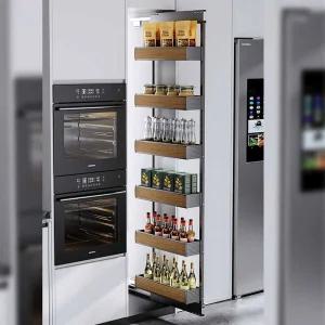 주방 냉장고 틈새장 슬라이딩 슬림 레일바스켓 수납