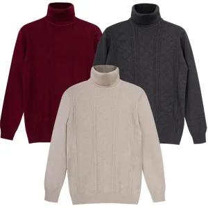 [디바옴므]겨울 꽈배기 심플 직조 니트 목폴라 스웨터 골지