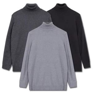 [디바옴므]탱탱 니트 목폴라 티셔츠 하이퀄리티 기모 스판 겨울 반목 골지