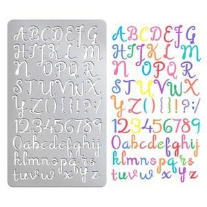 공예 편지용 유니크래프탈 금속 스텐실 페인팅 플로럴 폰트 번호 드로잉 템플릿 DIY 스크랩북 조각 나무 태우기용 스테인리스 스틸 재사용 가능한 알파벳