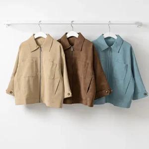 여성 가을용 스웨이드 칼라포켓 집업자켓