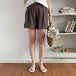 [다잇템] 여성 면원단 핫팬츠 색상 백밴딩 민무늬 원핀턱