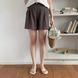 여성 면원단 색상 백밴딩 핫팬츠 민무늬 원핀턱