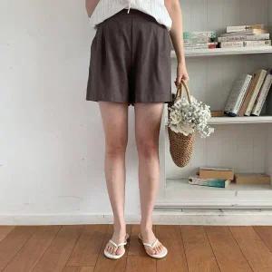 [하프클럽/]여성 핫팬츠 백밴딩 면원단 색상 민무늬 원핀턱