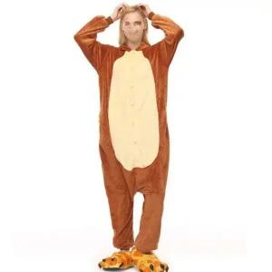 파티의상 원숭이 귀여운 캐릭터 잠옷 브라운레드 원피스 85 100 95-105cm