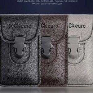 [콩심팥심]남성 데일리 세로 가죽 지갑 벨트형 핸드폰 허리 가방