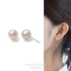 8mm 크림 오스트리아 크리스탈 제작 진주 92.5실버 귀걸이