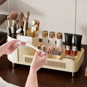 회전 브러쉬꽃이 화장품정리함 오픈형 진열대 심플형