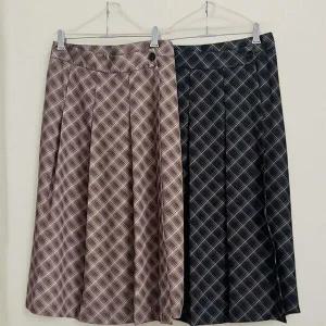 |KSK1709|여성 체크 플리츠 롱 스커트 뒷밴딩 빅사이즈 랩치마