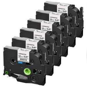 라벨 메이커 테이프 PT-D210 PT-D220 PT-D200 PT-H100 TZe-231 호환 P 터치 12mm 0.47인치 라미네이트 흰색 TZ 리필, 1/2인치 * 8m, 6개 카트리지