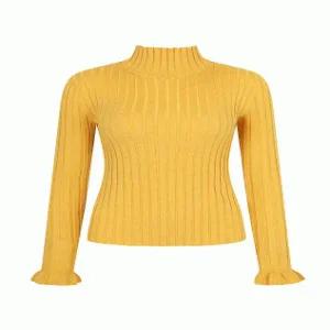 JJ JIGOTT 프릴 슬리브 골지 풀오버니트 GNAA1POR1