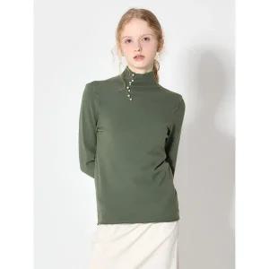 [하프클럽/오조크]진주 디테일 하이넥 니트 탑 (택가격 62000원)
