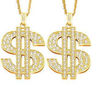 으스스한 창조물 2개 골드 달러 체인 목걸이, 머니 펜던트 힙합 사인 목걸이 남성 여성용 할로윈 액세서리 드레스업 파티