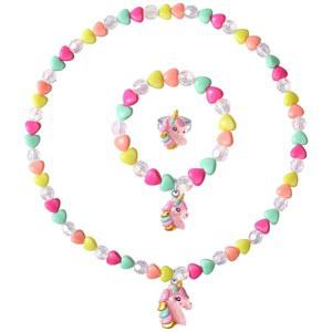 야르쿠이에 걸스 주얼리 세트 - 귀여운 유니콘 비즈 목걸이 팔찌- 용 소녀 신축성 있는 청키 코스튬 선물 장난감-유니콘