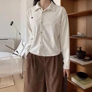 TE 세미크롭 겨울 가을 코듀로이 골덴 여행 남방 데일리 긴팔 데이트룩 카라 셔츠