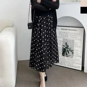 [아우트]롱스커트 밴딩 밴딩스커트 도트 치마 1P