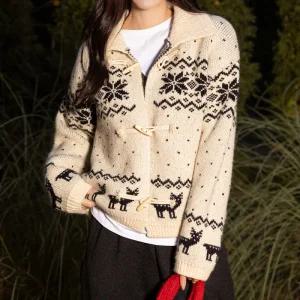 [시크폭스] 호이 노르딕 자가드 더플 니트 가디건_54CA1151