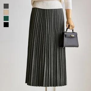 [커스텀에이블] 모직 기계주름 밴딩 스커트_T2511SK067D