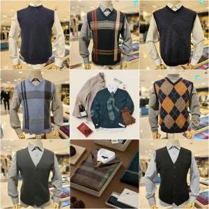 닥스 남성 조끼 25년 F/W 울100 블루 [신사양말증정] 빅체크 브이넥 니트 25 W1SWVE103-B1